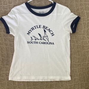 White and blue slim fit shirt from Brandy Melville